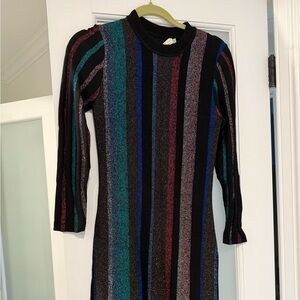 Ted Baker Black and Multicolor Striped mini Dress